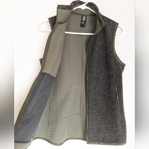 Mountain Hardware Women's Small Sleeveless Zip-Up Vest Green Wool Hatcher Grid - Picture 10 of 11